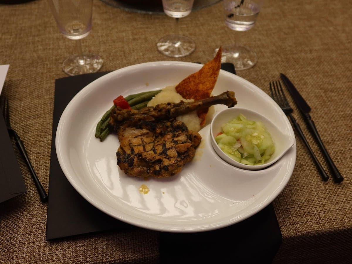 A main course plated for service