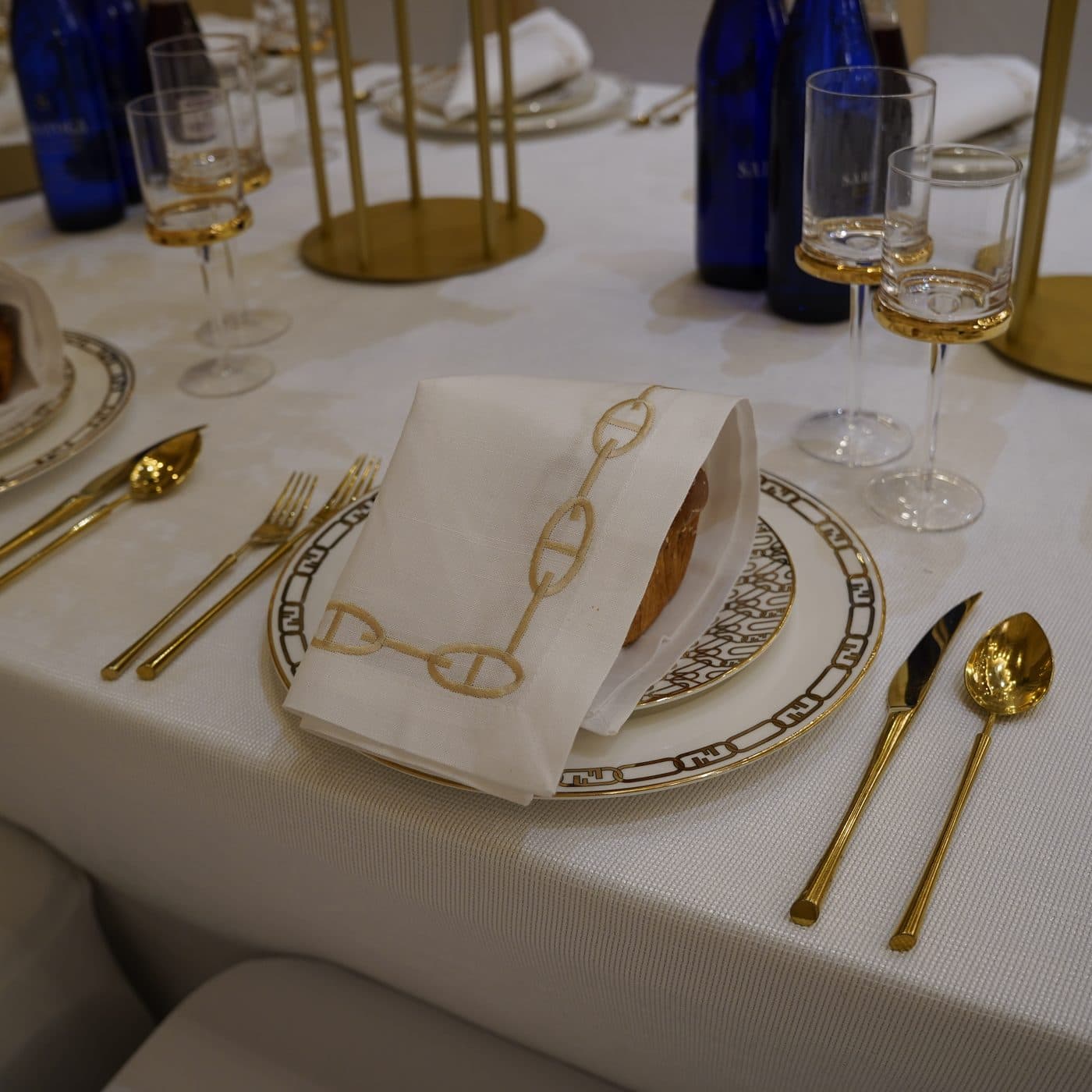 A sheva brachos table, dressed and plated