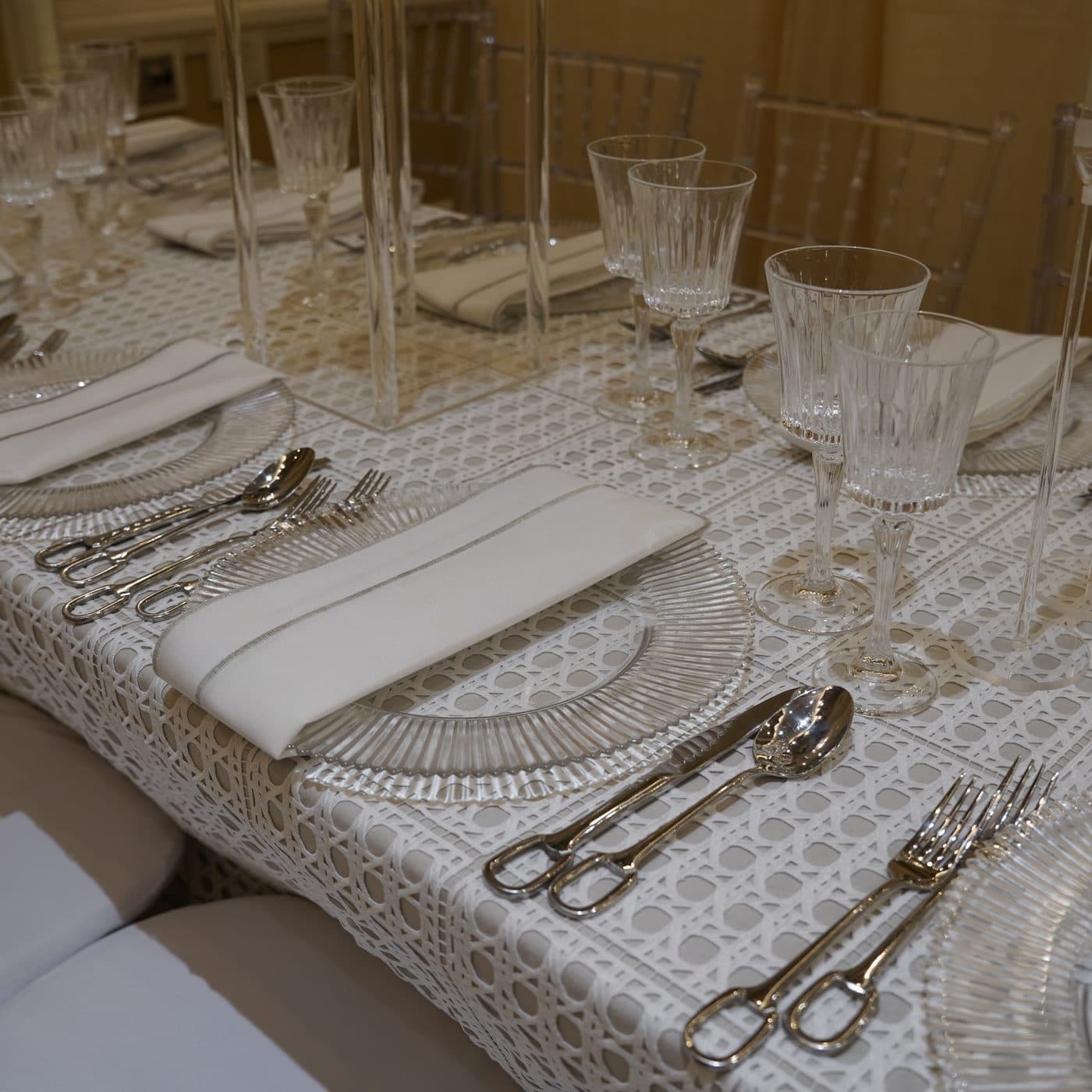 A hall dressed for a simcha