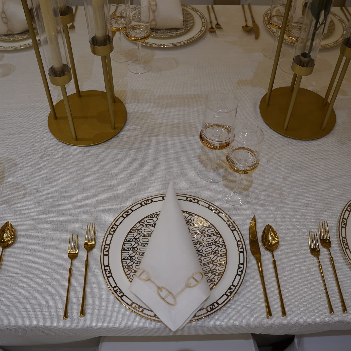 A hall dressed for a simcha