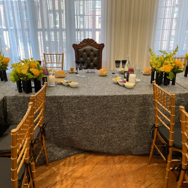 A hall set for a simcha by Mashmanim