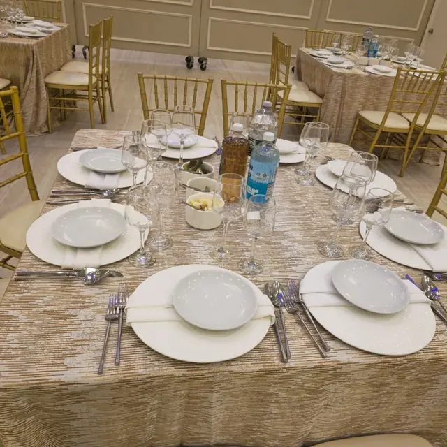 A hall set for a simcha by Mashmanim
