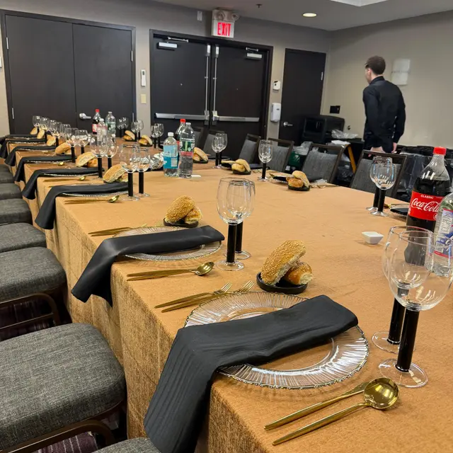 A hall set for a simcha by Mashmanim