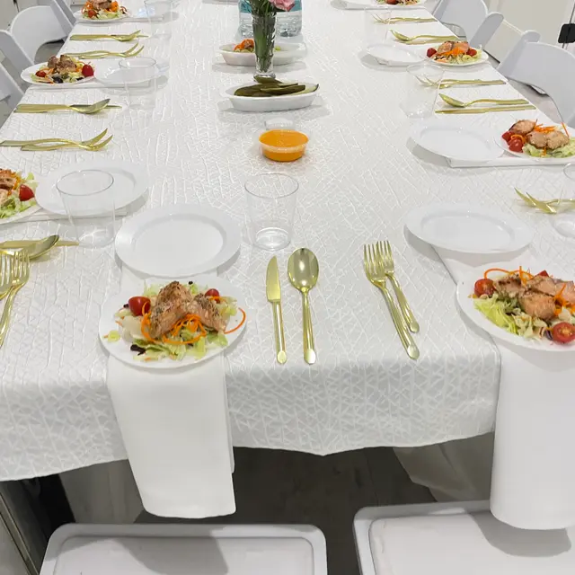 A sheva brachos table set by Mashmanim